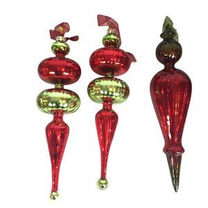 VTG Frontgate Christmas Tree Ornaments Handblown Glass Lot 15 Red & Green Gold
